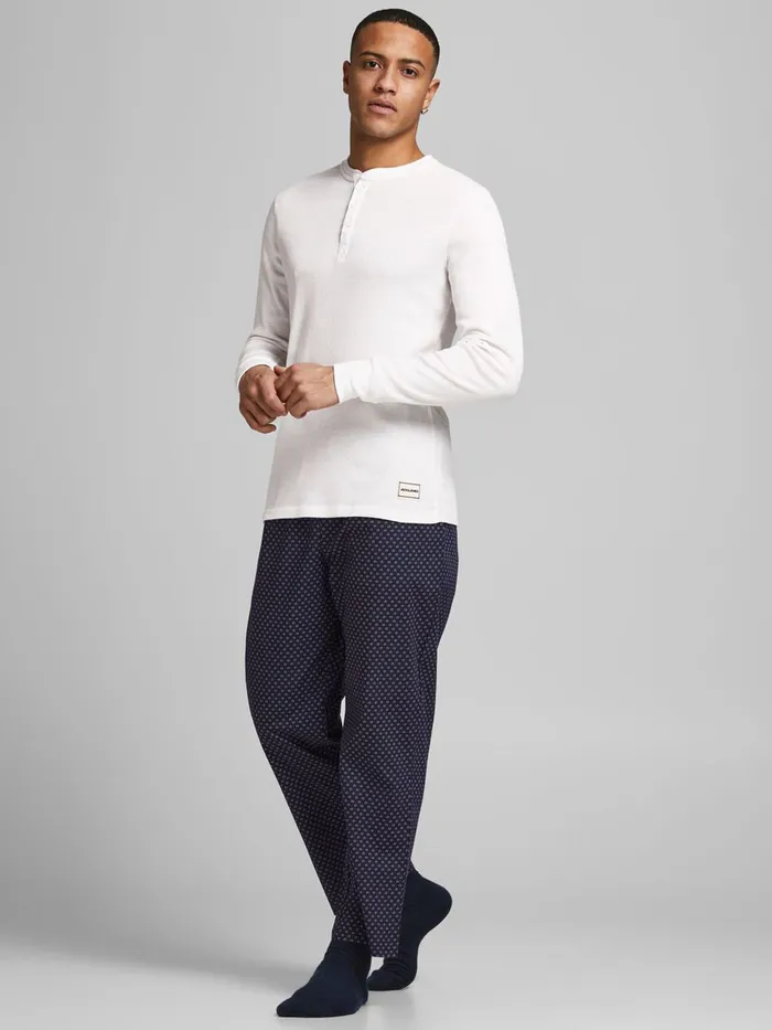 Trousers JACK and JONES Mens 2PIECE COTTON LOUNGEWEAR Blue Dress Blues