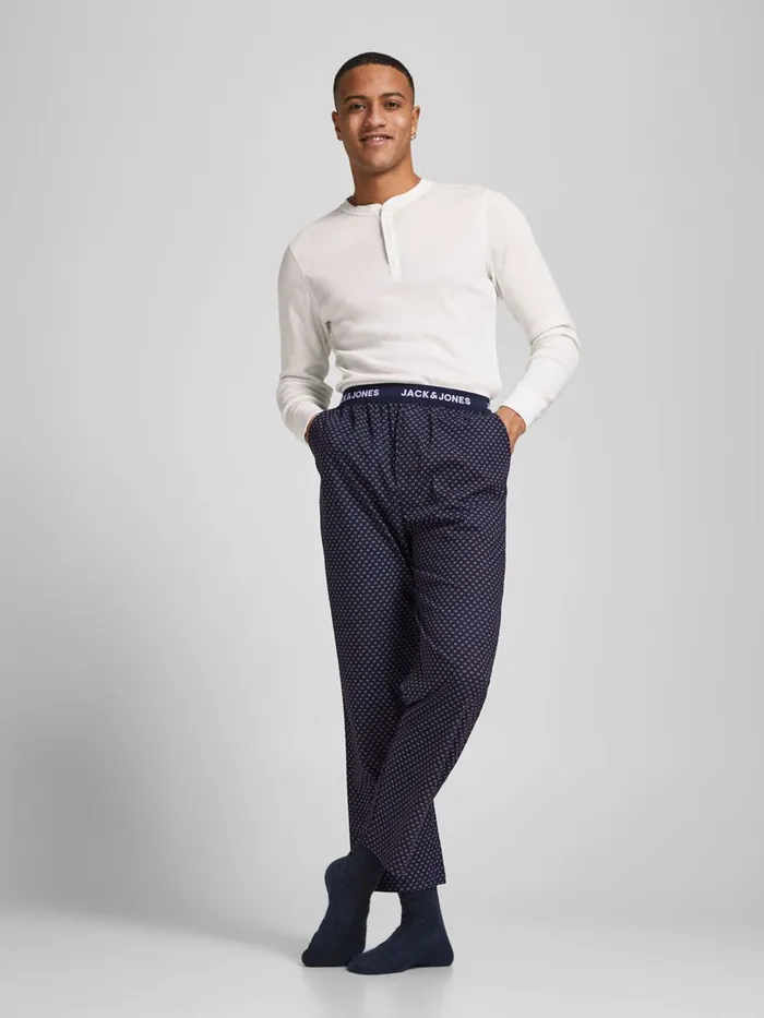 Trousers JACK and JONES Mens 2PIECE COTTON LOUNGEWEAR Blue Dress Blues