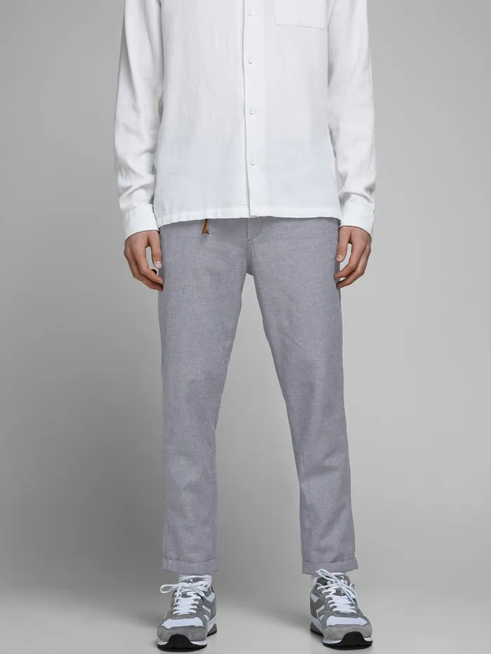 Trousers JACK and JONES Mens ACE LINEN AKM CHINOS Grey Light Blue