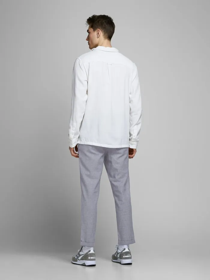 Trousers JACK and JONES Mens ACE LINEN AKM CHINOS Grey Light Blue