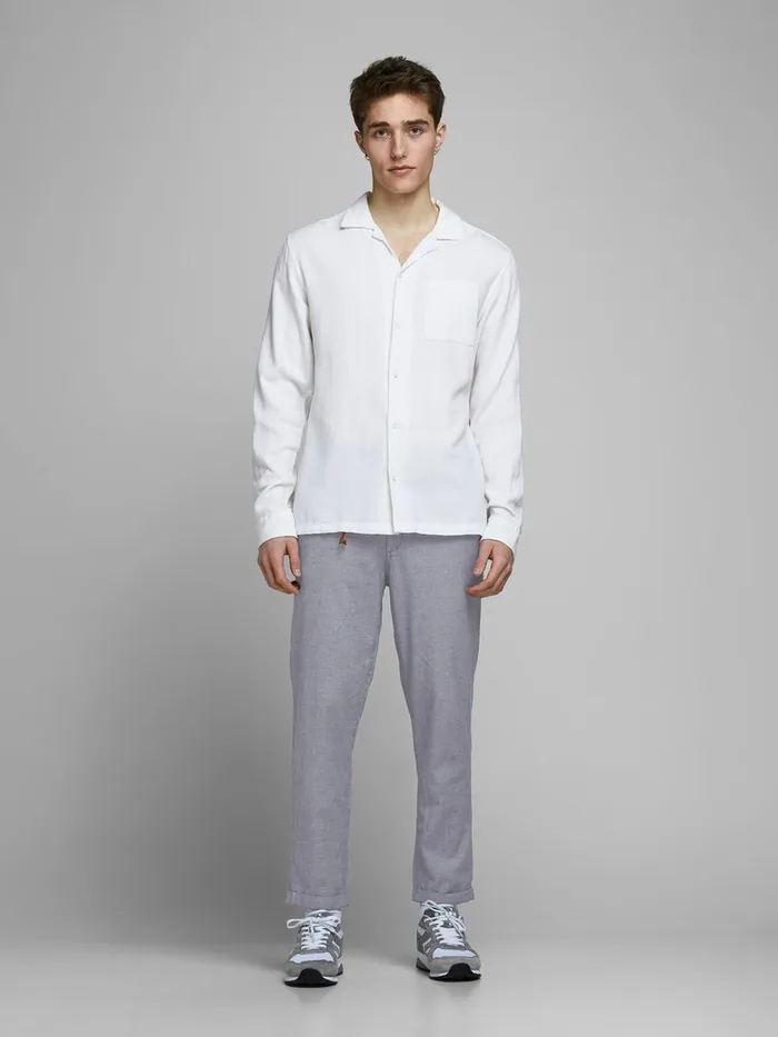 Trousers JACK and JONES Mens ACE LINEN AKM CHINOS Grey Light Blue