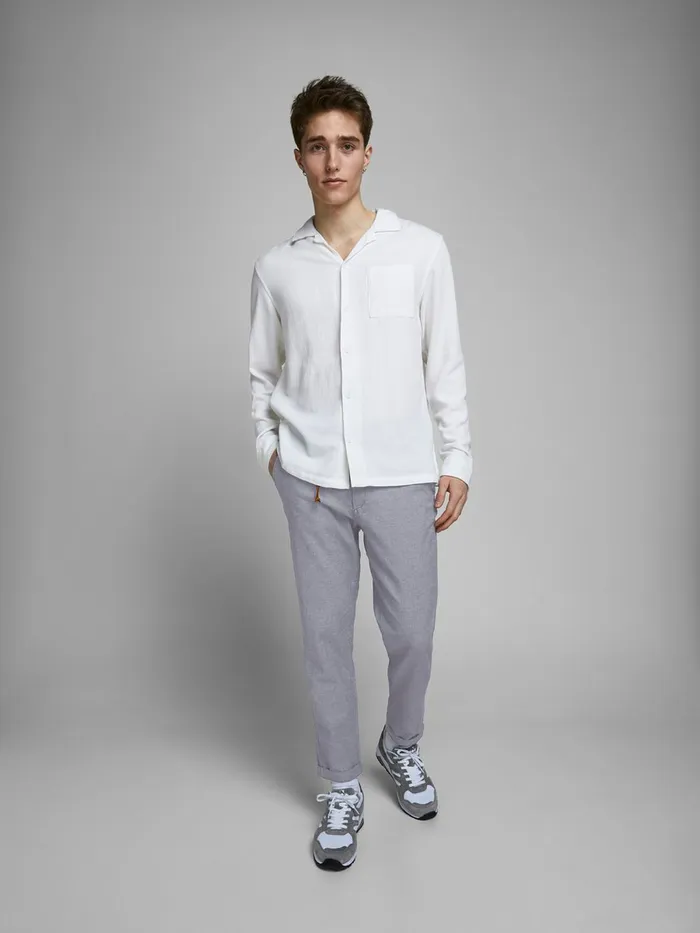 Trousers JACK and JONES Mens ACE LINEN AKM CHINOS Grey Light Blue