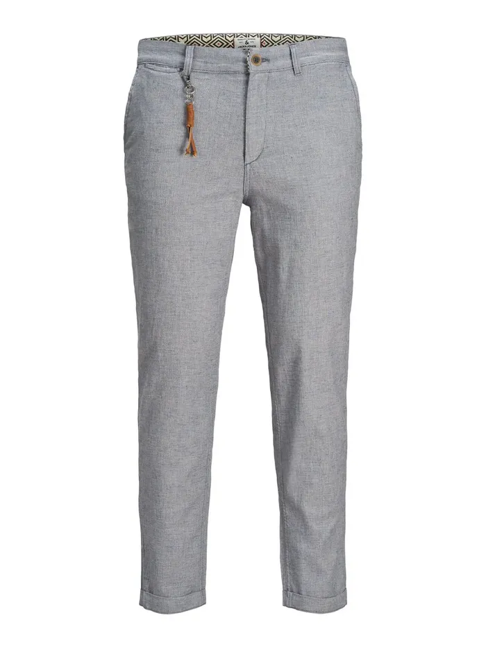 Trousers JACK and JONES Mens ACE LINEN AKM CHINOS Grey Light Blue