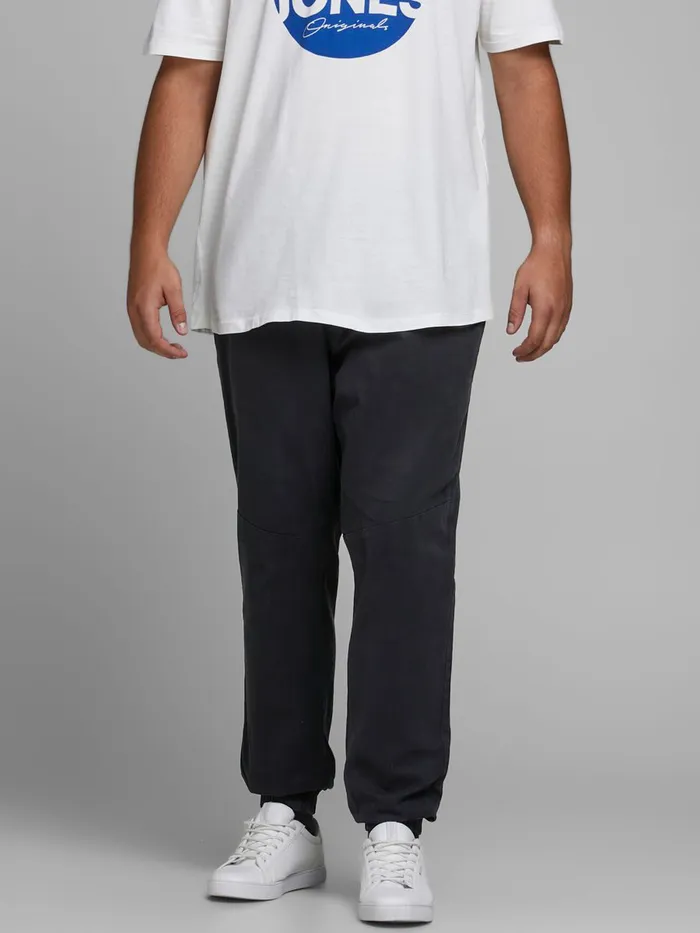 Trousers JACK and JONES Mens CUFFED PLUS SIZE JOGGERS Black Black