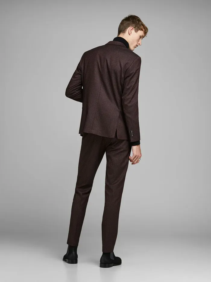 Trousers JACK and JONES Mens FRED DAVIS TUX CLASSIC SUIT TROUSERS Red Black