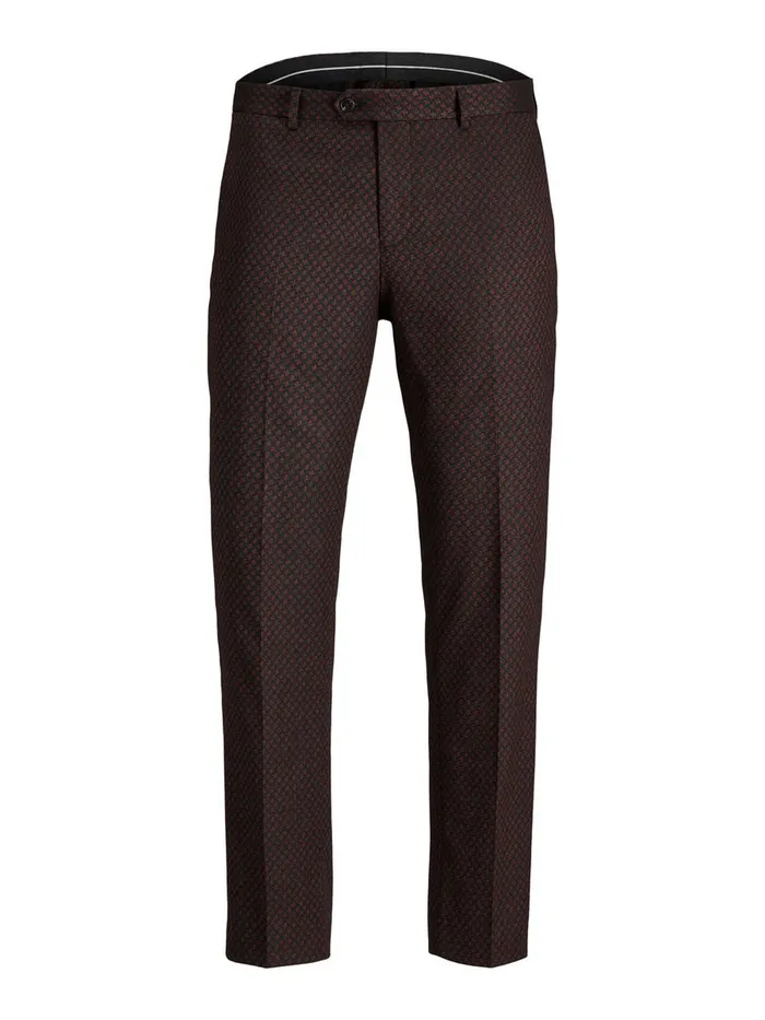 Trousers JACK and JONES Mens FRED DAVIS TUX CLASSIC SUIT TROUSERS Red Black