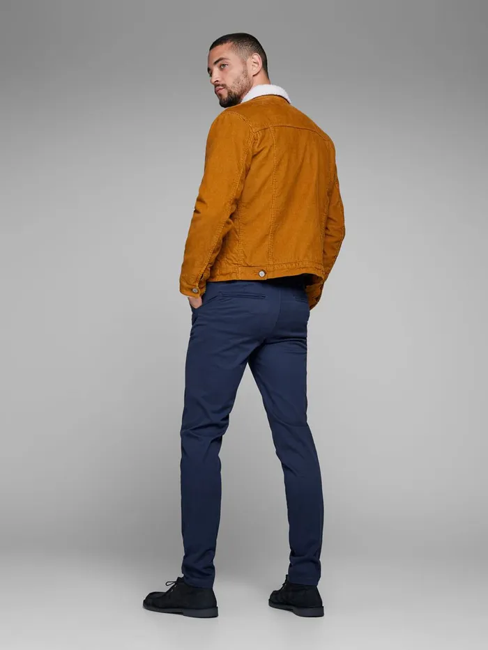 Trousers JACK and JONES Mens MARCO BOWIE SA NAVY BLAZER SLIM FIT CHINOS Blue Navy Blazer