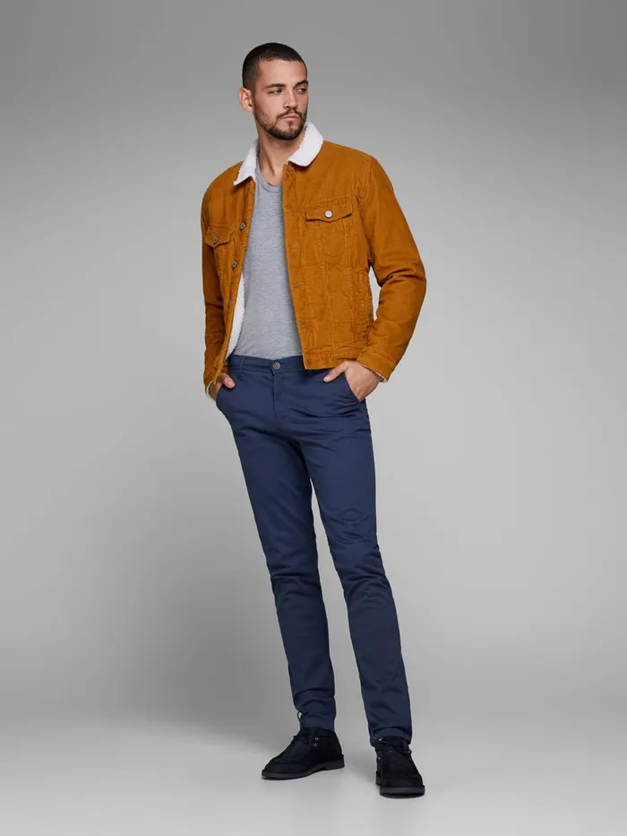 Trousers JACK and JONES Mens MARCO BOWIE SA NAVY BLAZER SLIM FIT CHINOS Blue Navy Blazer