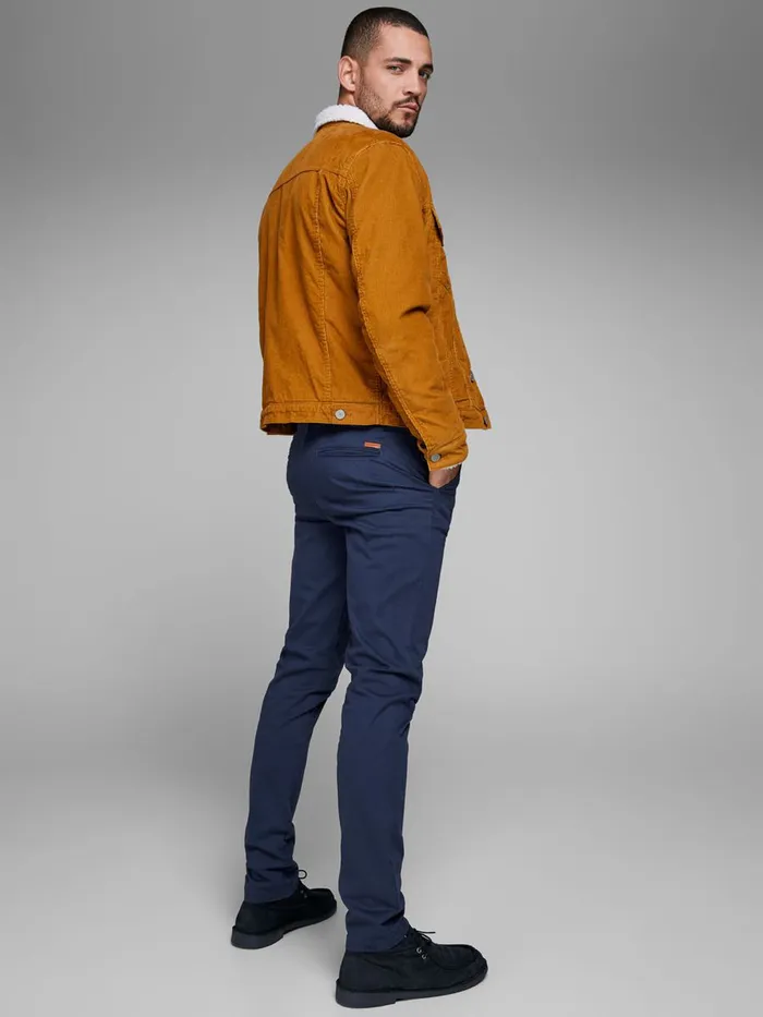 Trousers JACK and JONES Mens MARCO BOWIE SA NAVY BLAZER SLIM FIT CHINOS Blue Navy Blazer