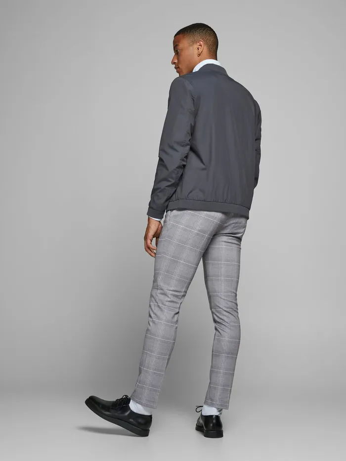 Trousers JACK and JONES Mens MARCO PHIL CHECKED TROUSERS Grey Light Gray
