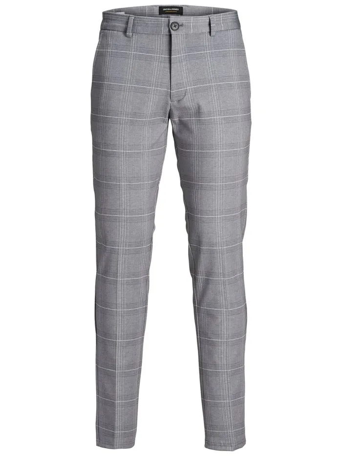 Trousers JACK and JONES Mens MARCO PHIL CHECKED TROUSERS Grey Light Gray