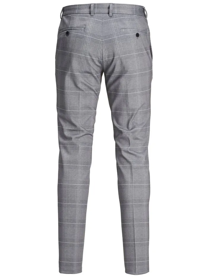 Trousers JACK and JONES Mens MARCO PHIL CHECKED TROUSERS Grey Light Gray