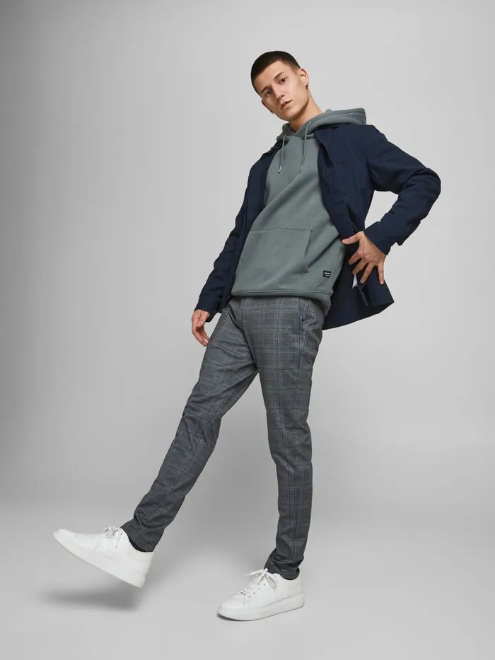 Trousers JACK and JONES Mens MARCO PHIL CHINOS Grey Navy Blazer