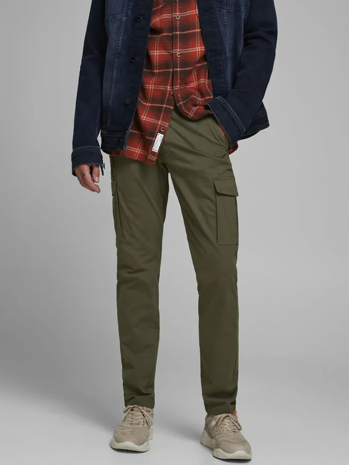Trousers JACK and JONES Mens MARCO PRATT CARGO TROUSERS Green Forest Night