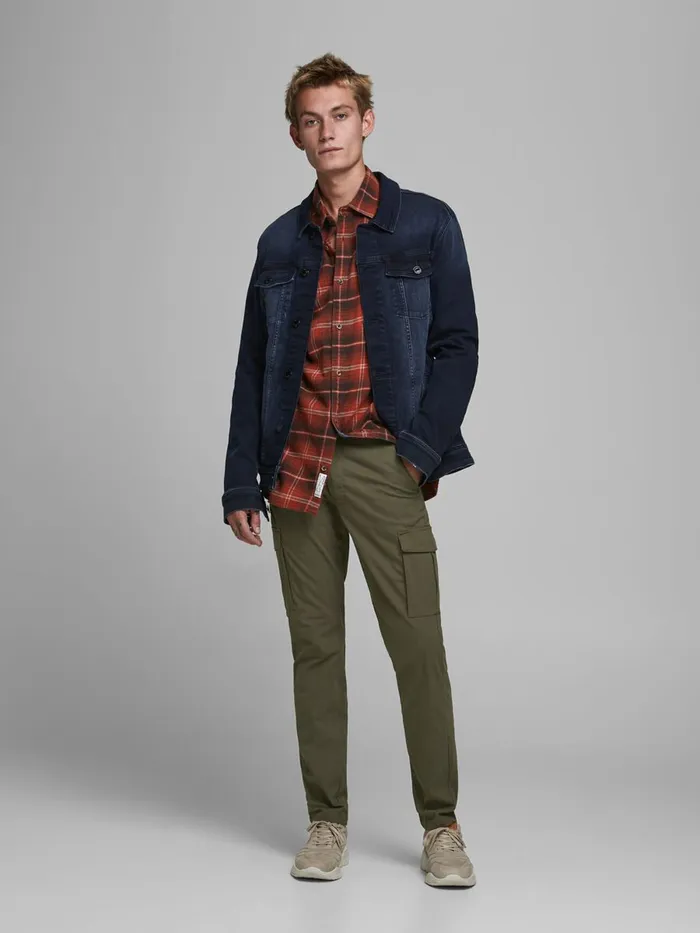Trousers JACK and JONES Mens MARCO PRATT CARGO TROUSERS Green Forest Night