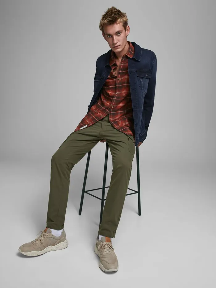 Trousers JACK and JONES Mens MARCO PRATT CARGO TROUSERS Green Forest Night