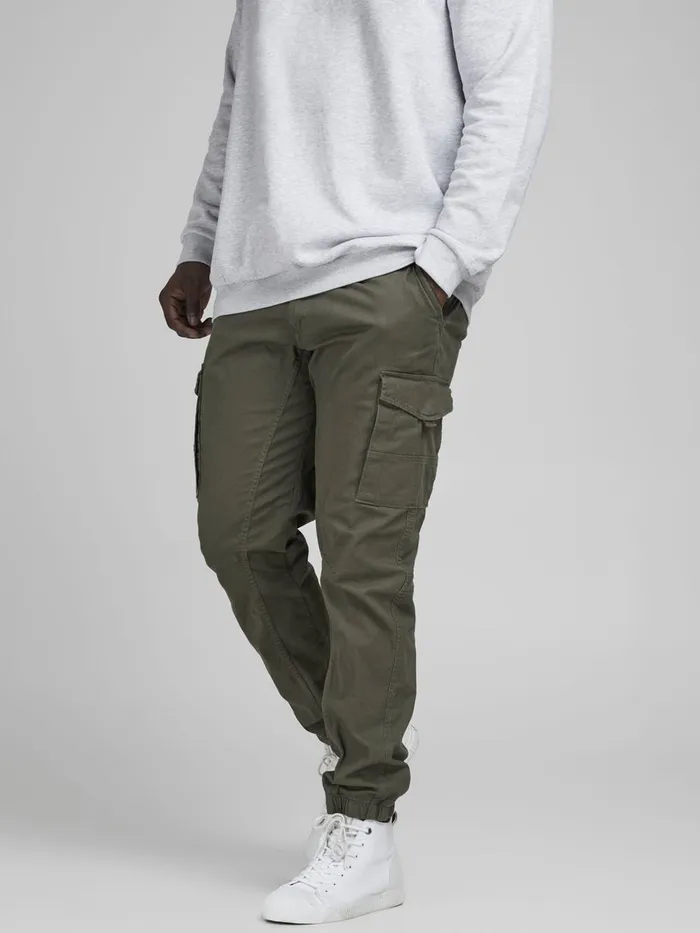 Trousers JACK and JONES Mens PAUL FLAKE AKM 542 PLUS SIZE CARGO TROUSERS Green Olive Night Trousers JACK and JONES Mens PAUL FLAKE AKM 542 PLUS SIZE CARGO TROUSERS Green Olive Night