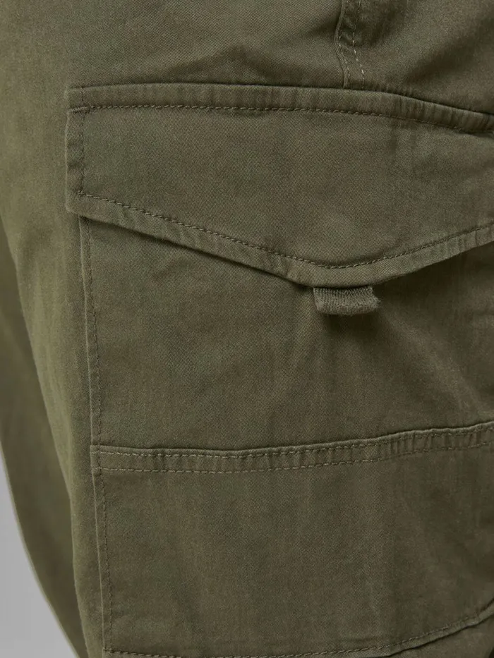 Trousers JACK and JONES Mens PAUL FLAKE AKM 542 PLUS SIZE CARGO TROUSERS Green Olive Night