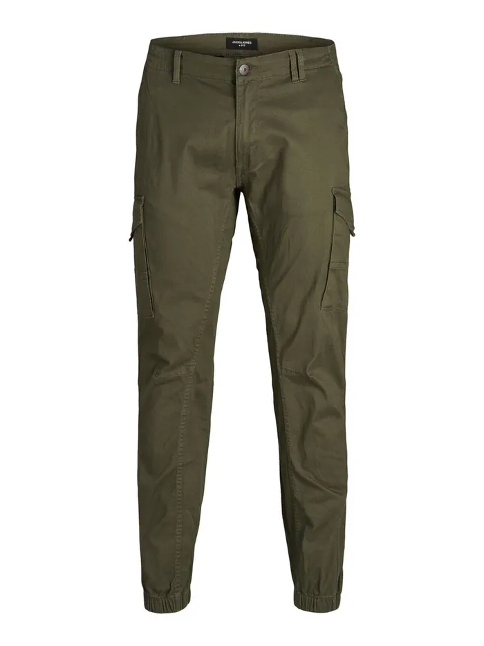 Trousers JACK and JONES Mens PAUL FLAKE AKM 542 PLUS SIZE CARGO TROUSERS Green Olive Night