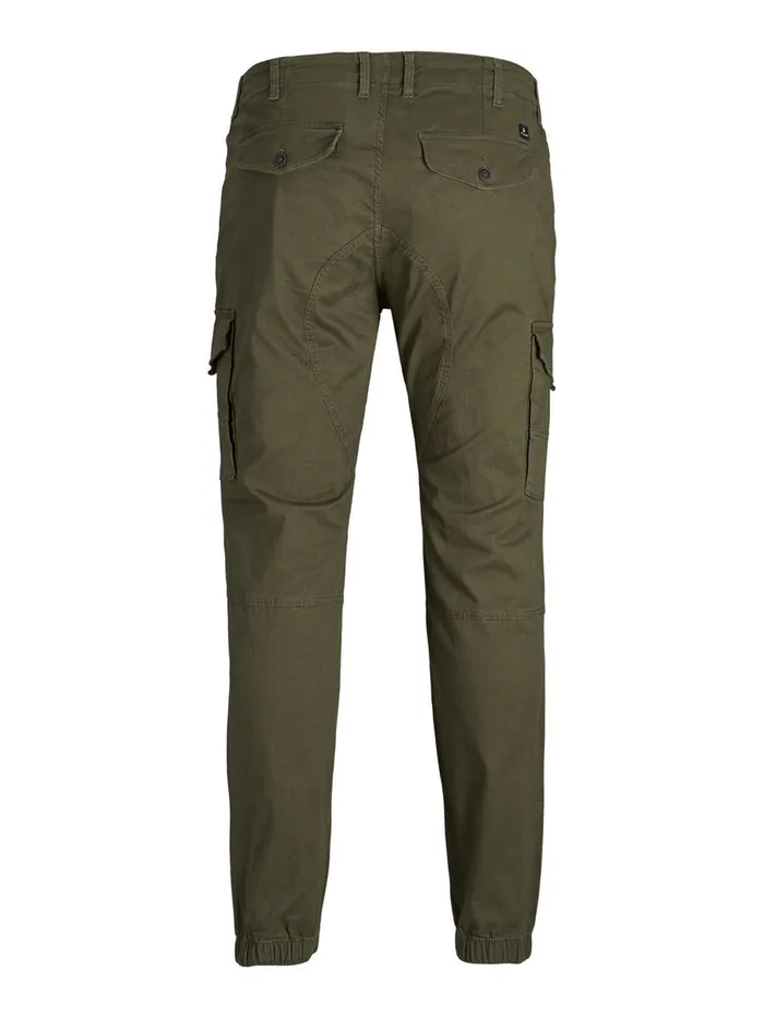 Trousers JACK and JONES Mens PAUL FLAKE AKM 542 PLUS SIZE CARGO TROUSERS Green Olive Night