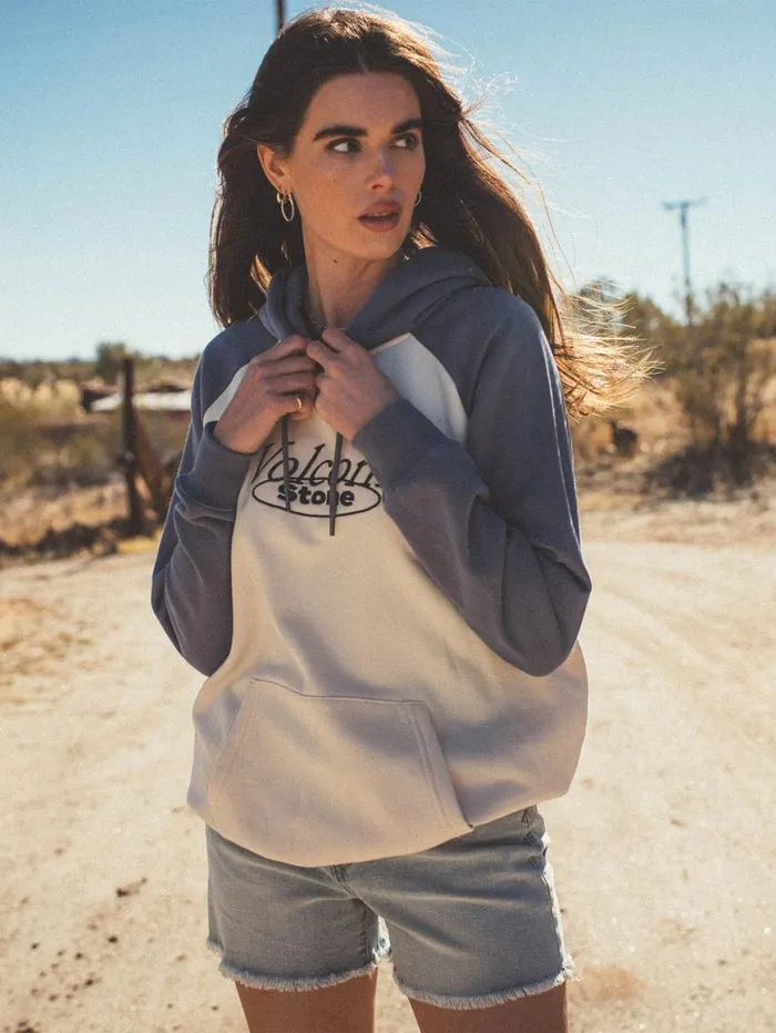 Truly Stoked Boyfriend Pullover Hoodie 8211 Bone Womens Volcom Hoodies and Sweatshirts
