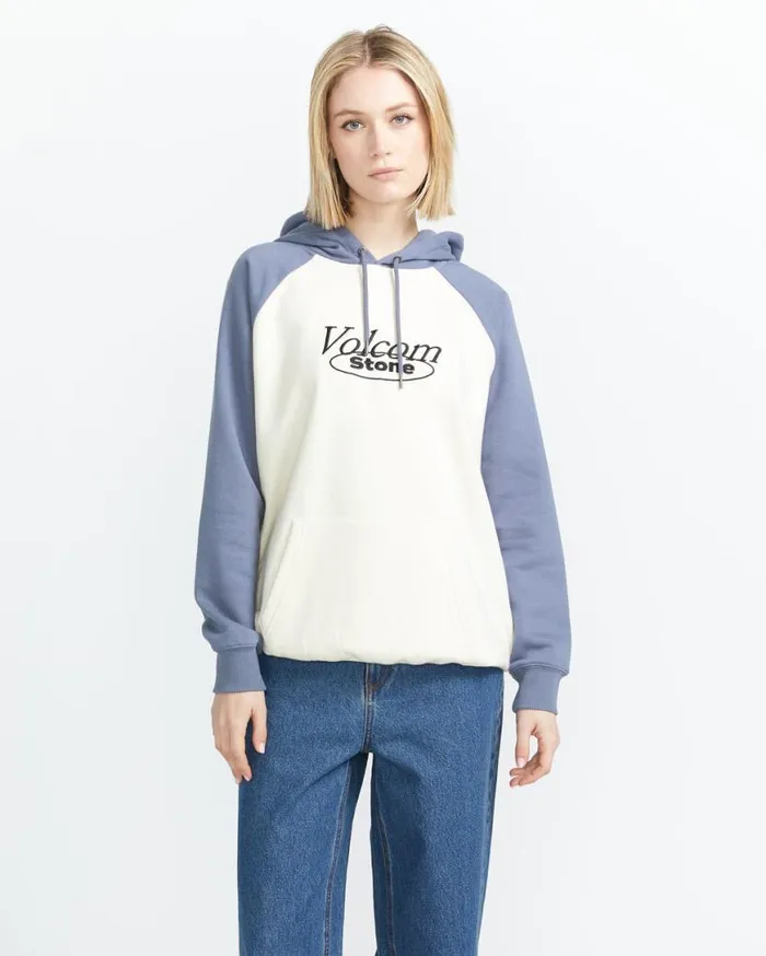 Truly Stoked Boyfriend Pullover Hoodie 8211 Bone Womens Volcom Hoodies and Sweatshirts
