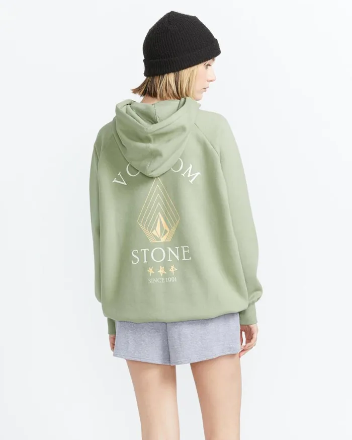Truly Stoked Boyfriend Pullover Hoodie 8211 Sage Womens Volcom Hoodies and Sweatshirts