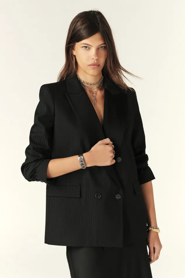 Tuxedo Jacket Shawn Black Women Baandsh Jackets and Coats