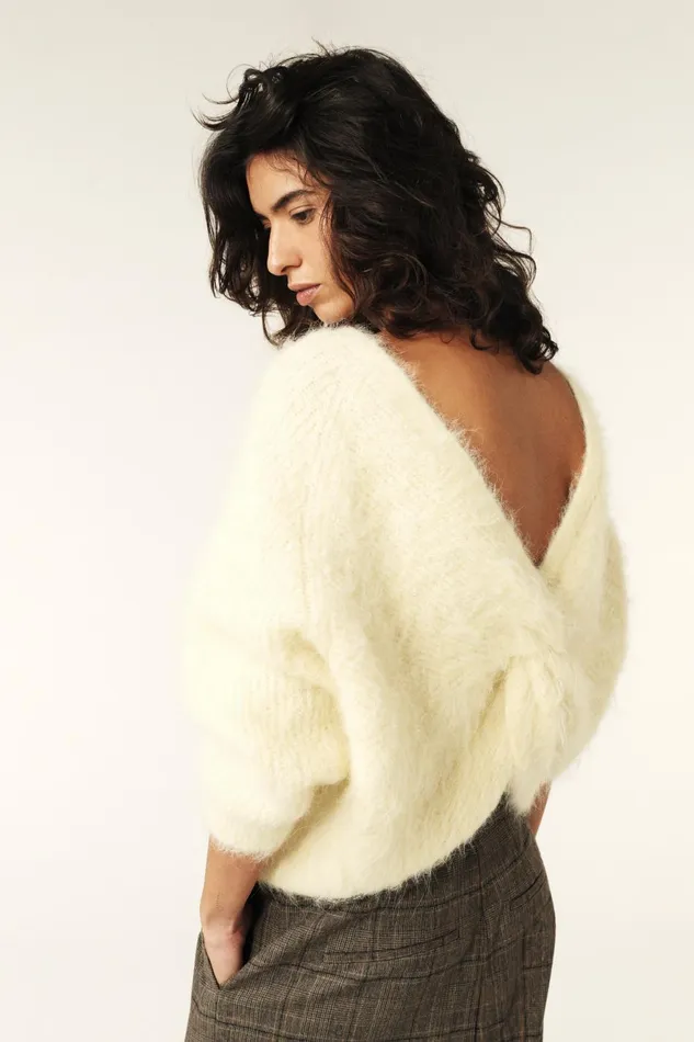 Twisted Back Sweater Fill Yellow Women Baandsh Sweaters and Cardigans