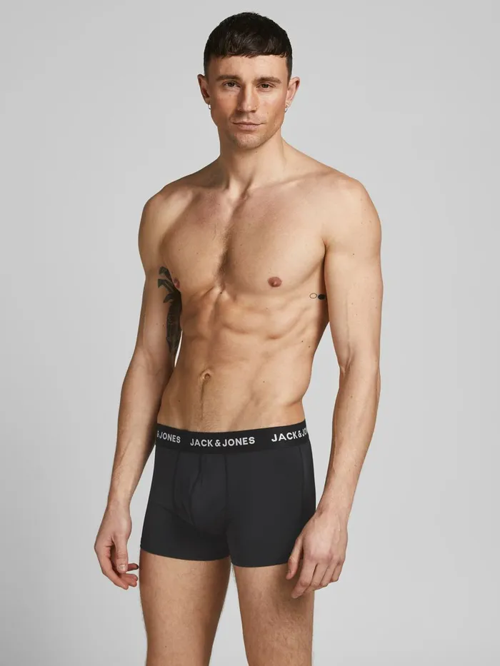 Underwear JACK and JONES Mens 3PACK MICROFIBER TRUNKS Black Black Gift 4 You