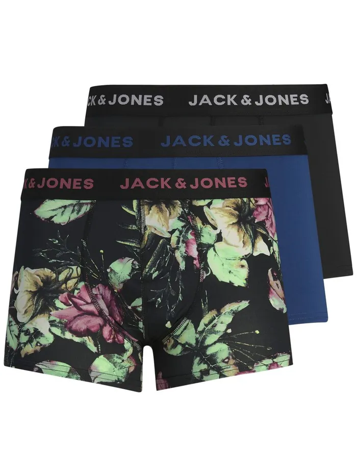 Underwear JACK and JONES Mens 3PACK MICROFIBER TRUNKS Black Black Gift 4 You
