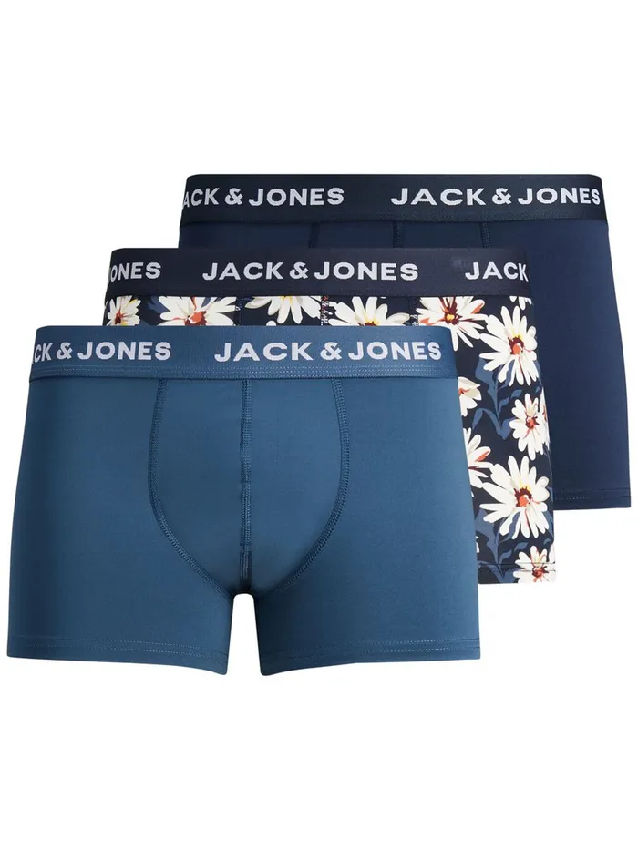 Underwear JACK and JONES Mens 3PACK STRETCHMICROFIBRE QUICKDRY TRUNKS Blue Ensign Blue Popular