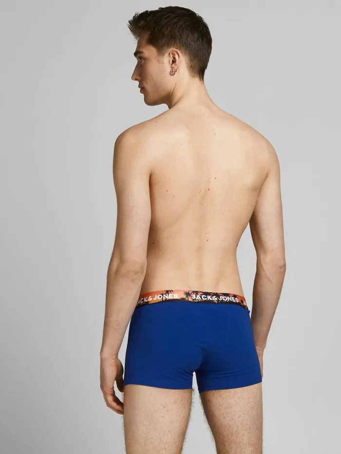 Underwear JACK and JONES Mens 5PACK PRINTED WAISTBAND TRUNKS Blue Navy Blazer Gift 4 You