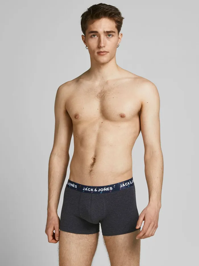 Underwear JACK and JONES Mens 5PACK PRINTED WAISTBAND TRUNKS Blue Navy Blazer Gift 4 You