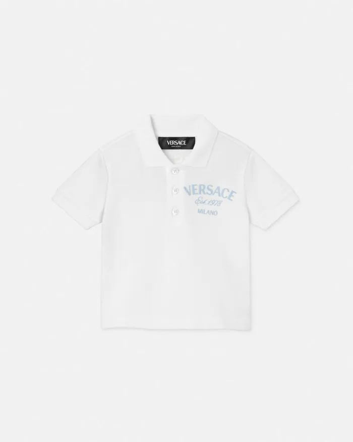 University Coral Baby Polo Shirt Whiteprint Children Versace Clothing