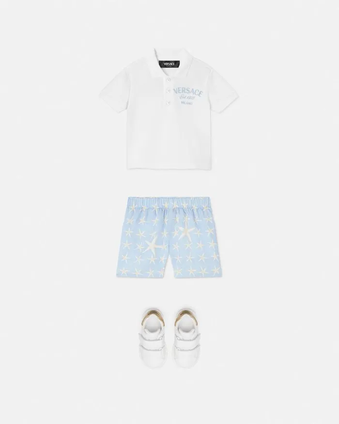 University Coral Baby Polo Shirt Whiteprint Children Versace Clothing
