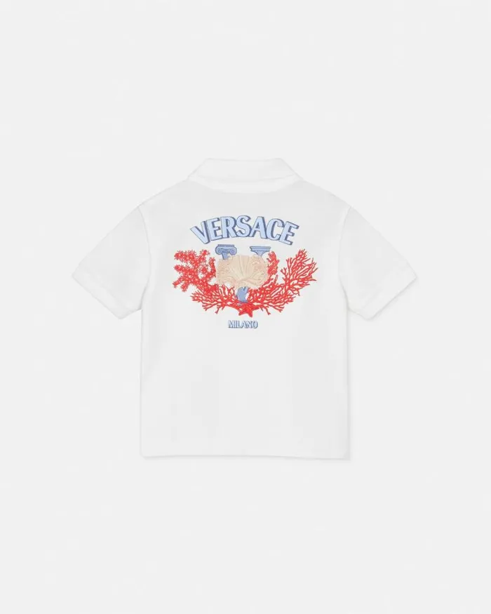 University Coral Baby Polo Shirt Whiteprint Children Versace Clothing