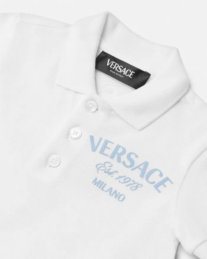 University Coral Baby Polo Shirt Whiteprint Children Versace Clothing