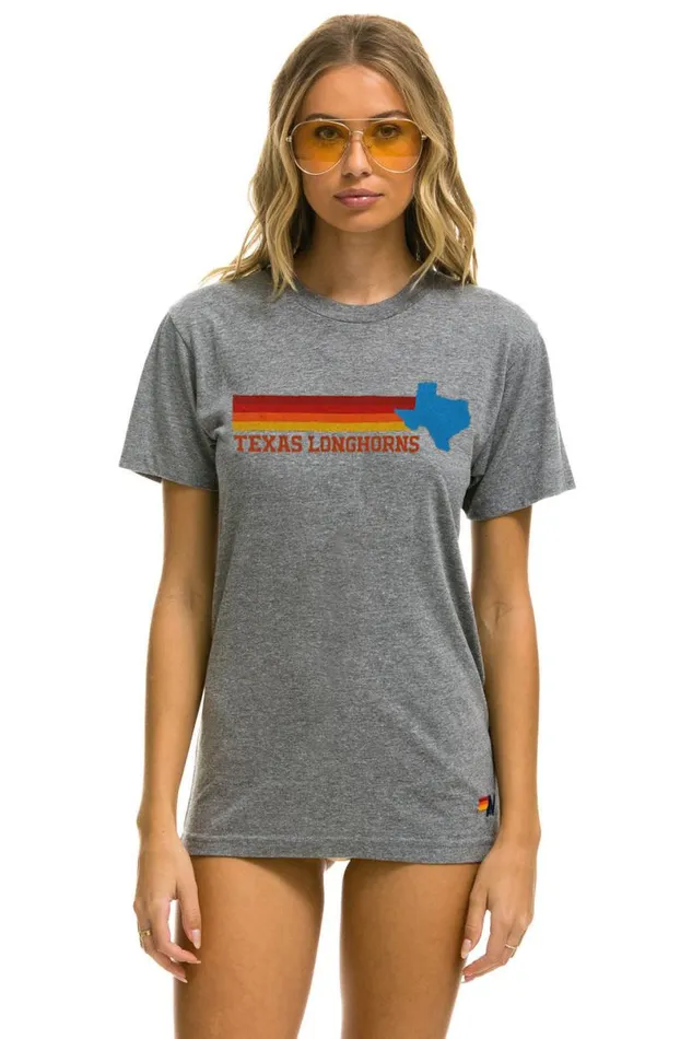 University Of Texas State Logo Crew Tee Shirt 8211 Heather WomenMen Aviator Nation Tees