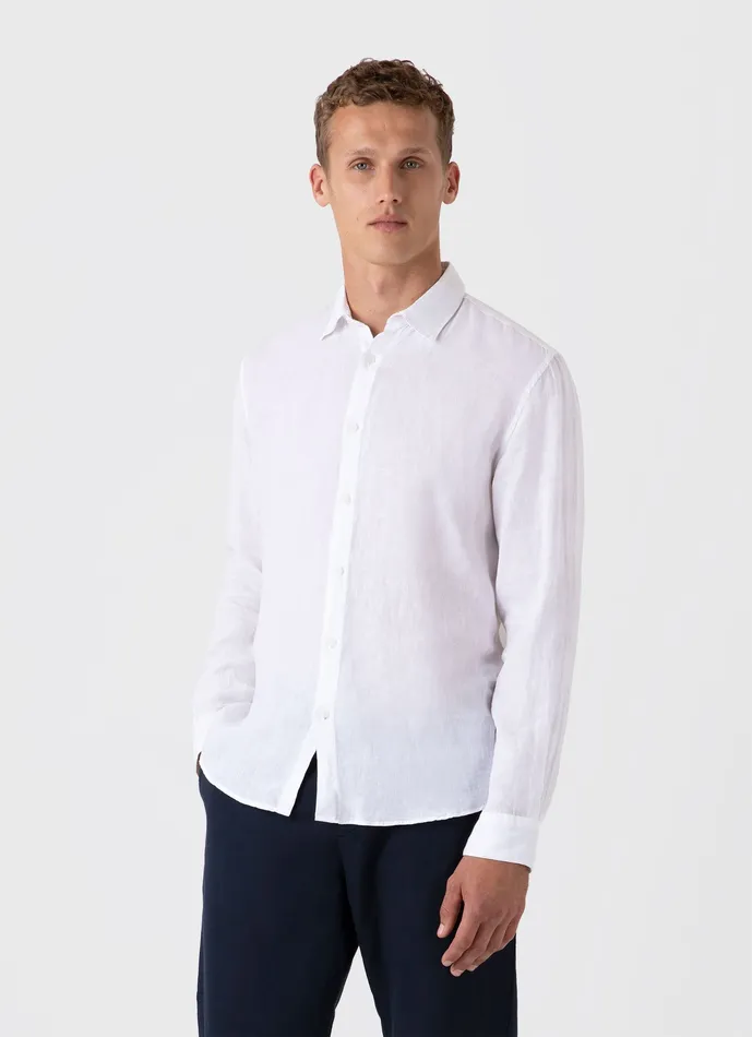 ussunspel Linen Shirt White Men Shirts ussunspel Linen Shirt White Men Shirts