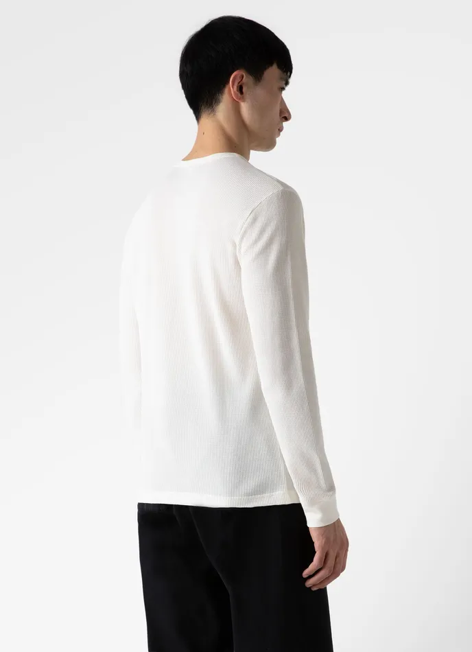 ussunspel Long Sleeve Waffle Tshirt Ecru Men Tshirts ussunspel Long Sleeve Waffle Tshirt Ecru Men Tshirts