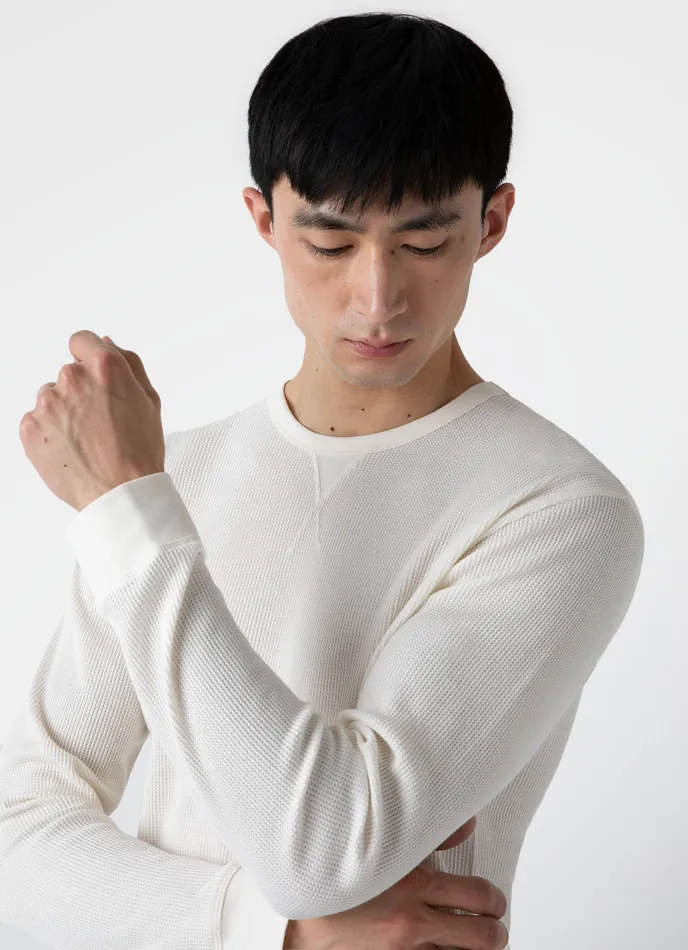 ussunspel Long Sleeve Waffle Tshirt Ecru Men Tshirts ussunspel Long Sleeve Waffle Tshirt Ecru Men Tshirts