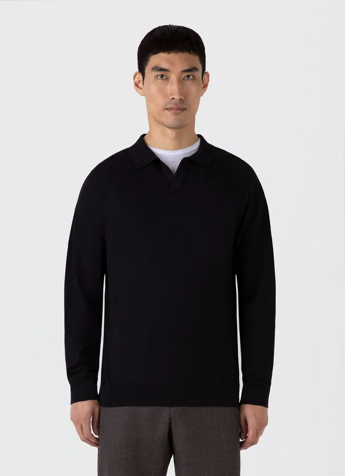 ussunspel Polo Shirts Men Sea Island Cashmere Polo Shirt Black ussunspel Polo Shirts Men Sea Island Cashmere Polo Shirt Black