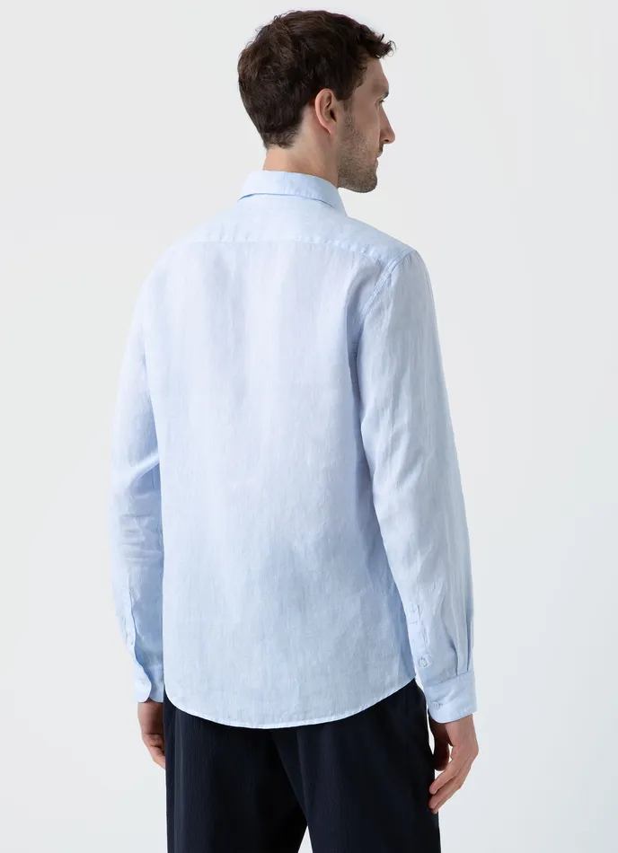 ussunspel Shirts Men Linen Shirt Light Blue ussunspel Shirts Men Linen Shirt Light Blue