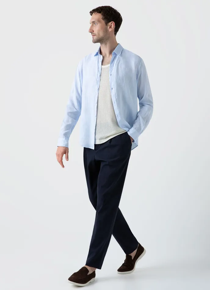 ussunspel Shirts Men Linen Shirt Light Blue ussunspel Shirts Men Linen Shirt Light Blue