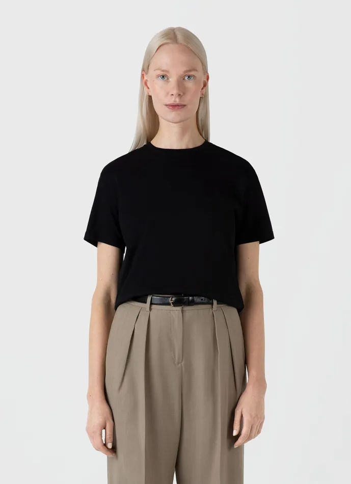 ussunspel Tshirts and Tops Women Boy Fit Tshirt Black