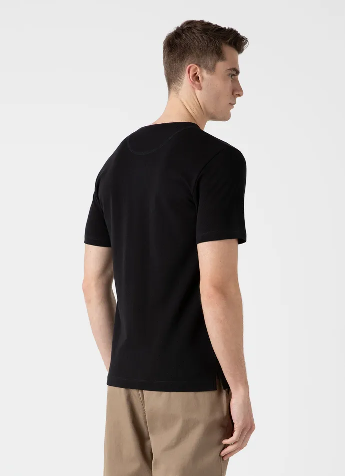 ussunspel Tshirts Men Riviera Henley Black ussunspel Tshirts Men Riviera Henley Black