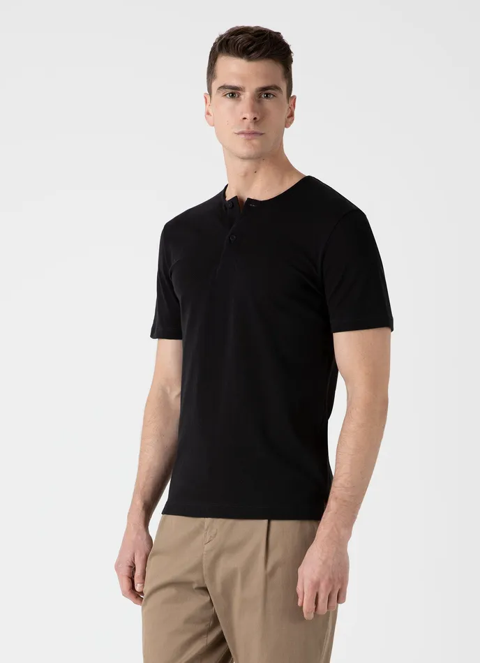 ussunspel Tshirts Men Riviera Henley Black ussunspel Tshirts Men Riviera Henley Black