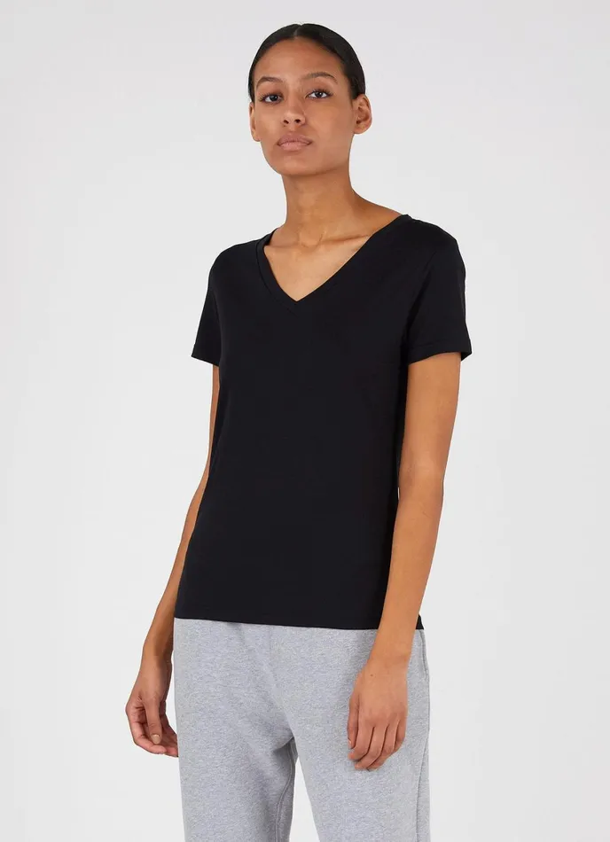 V Neck Tshirt Black Women SUNSPEL Tshirts and Tops