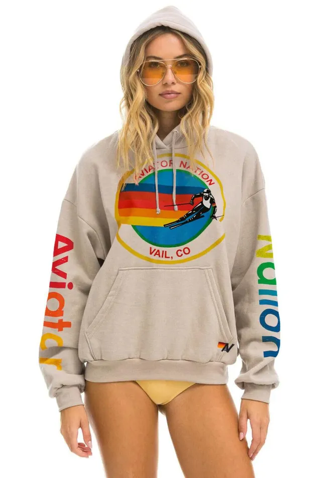 Vail Relaxed Pullover Hoodie 8211 Sand WomenMen Aviator Nation Hoodies